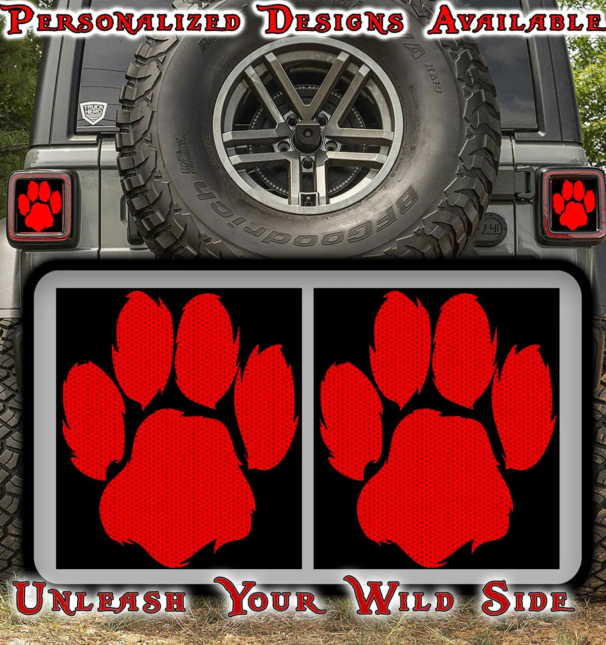 Red Paw Print Taillight Cover Decal 10 1