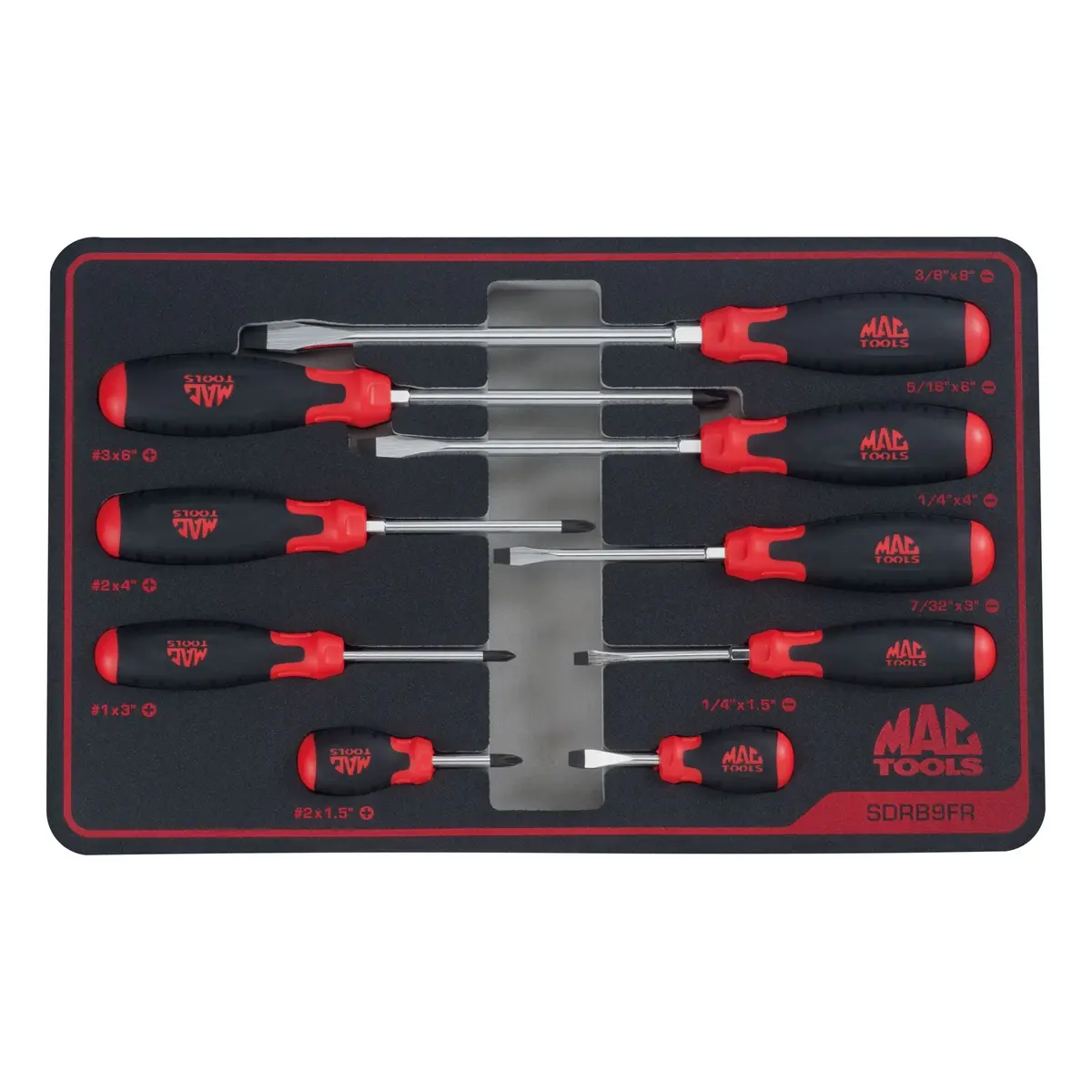 9-Pc. Screwdriver Set In Foam - Red 1