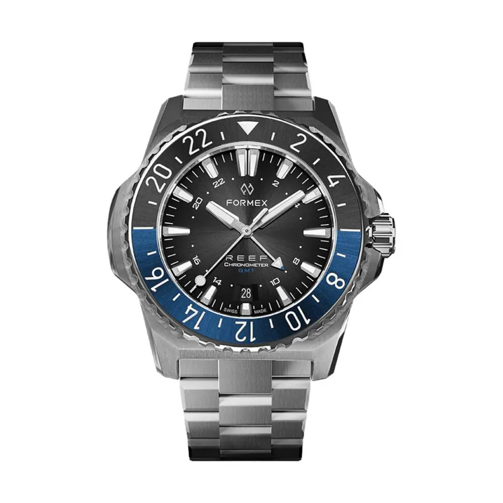 Reef Automatic Gmt Cosc 300M Black/Blue Bezel 42Mm - Black Dial 1