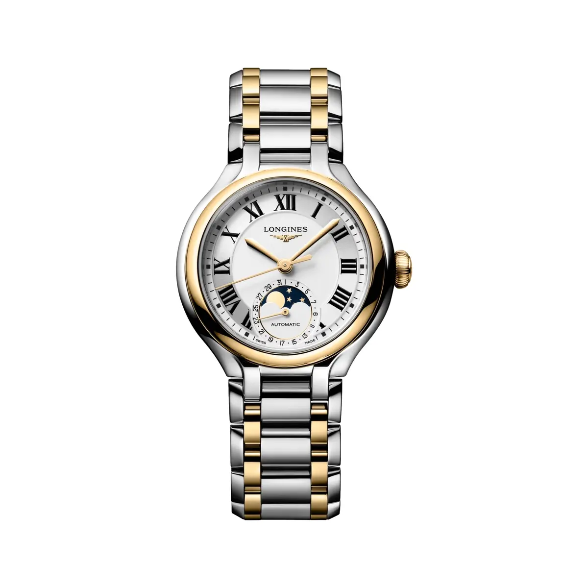 Primaluna Moonphase Two-Tone 34Mm - Silver On Bracelet 1