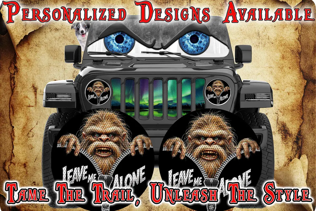 Bigfoot Leave Me Alone Round Headlight Decals 1