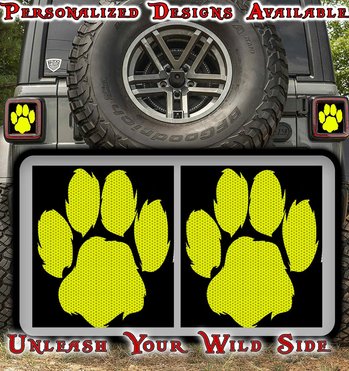 Yellow Paw Print Taillight Cover Decal 15 1
