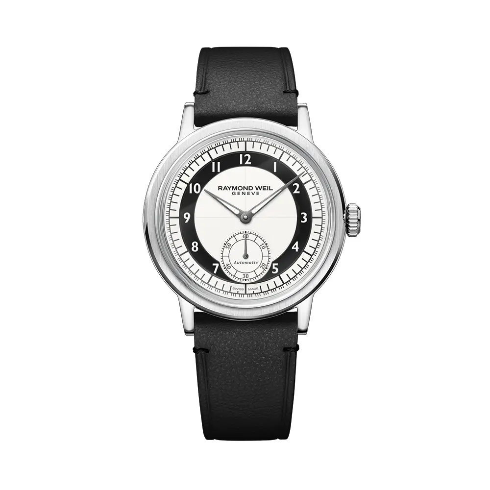 Millesime Small Seconds Tuxedo Dial 39Mm - White On Leather Strap 1