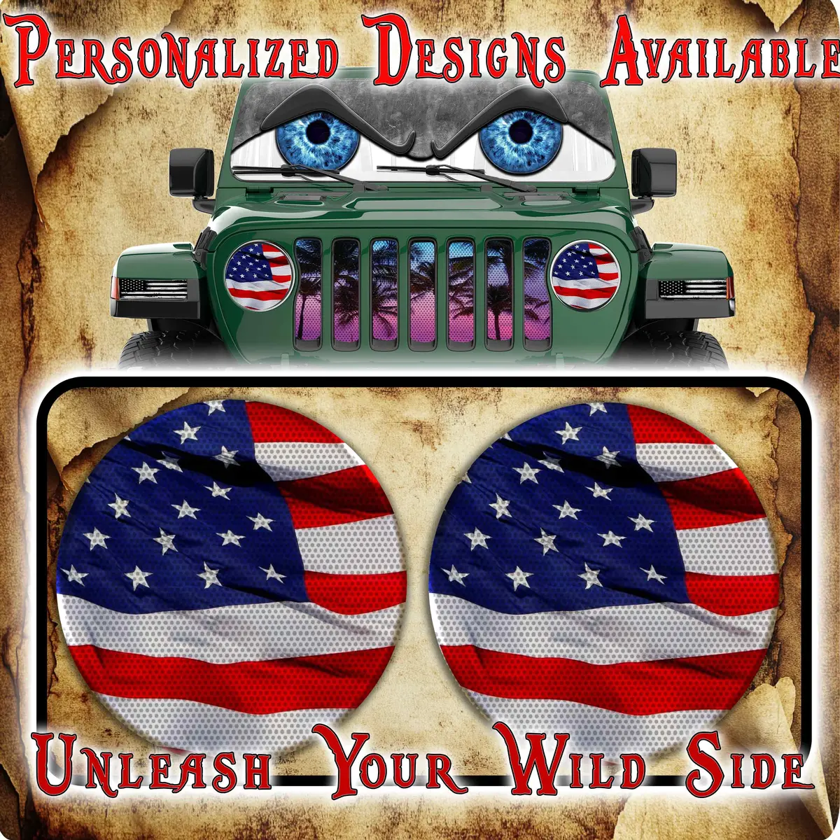 Merica Round Headlight Decals 165 1