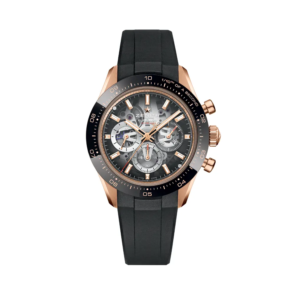 Chronomaster Sport Skeleton 18K Rose Gold 41Mm - Grey On Rubber Strap 1