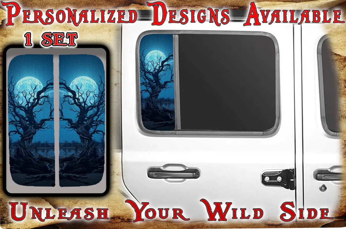 Side Door Window Decal Creepy Blue Moon 184 1