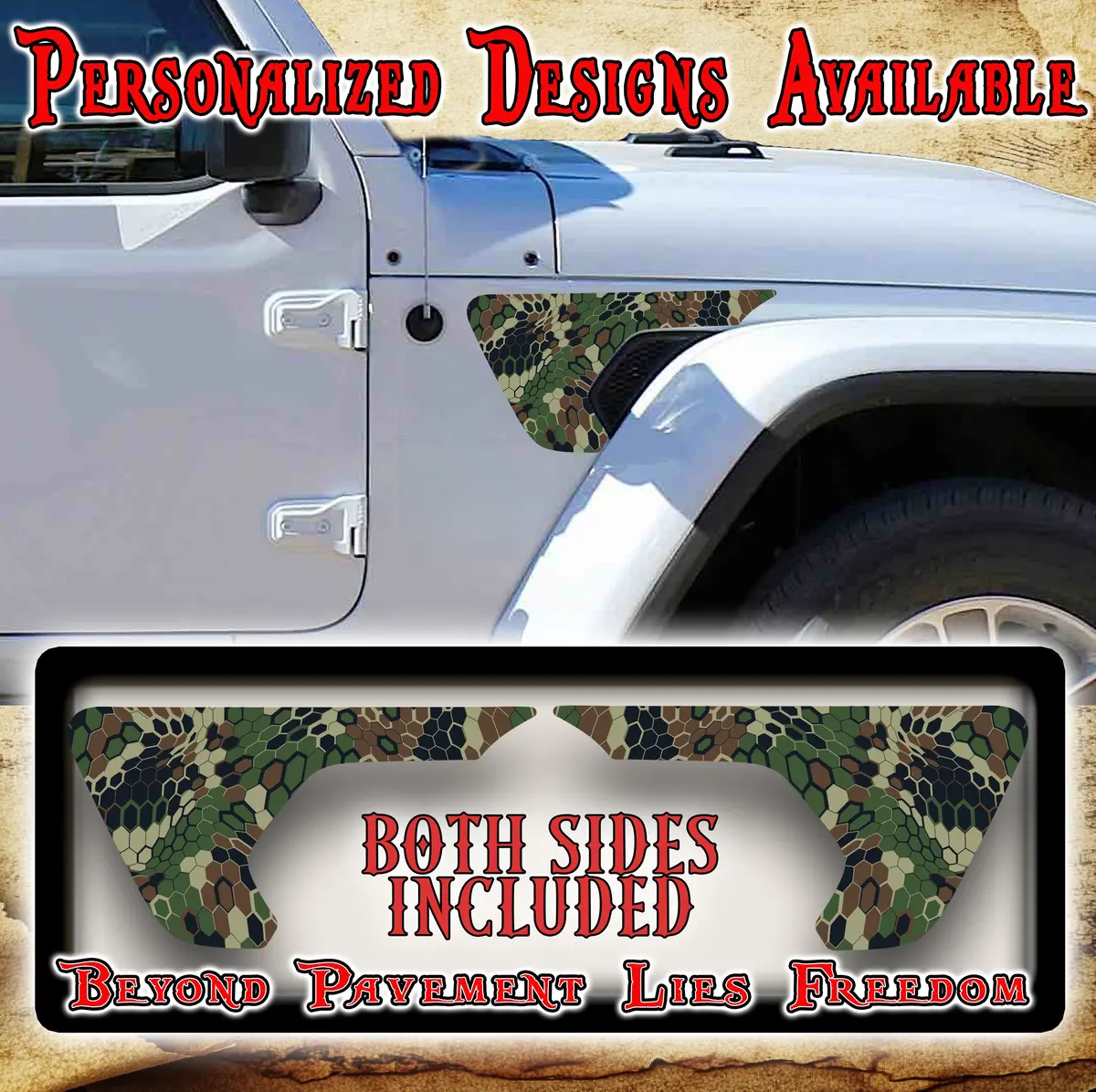 Kryptic Camo Green Fender Vent Decal For The Jl Or Jt 2018 Or Newer 191 1
