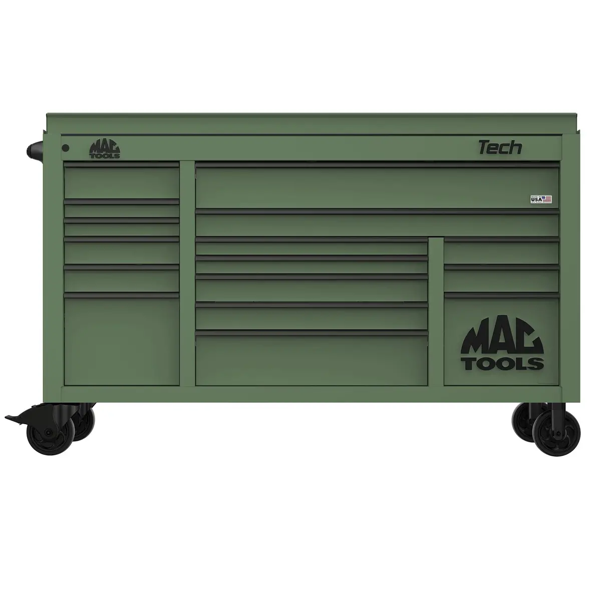 Tech™ Series 16-Drawer Drop Top Workstation - Olive Green 1