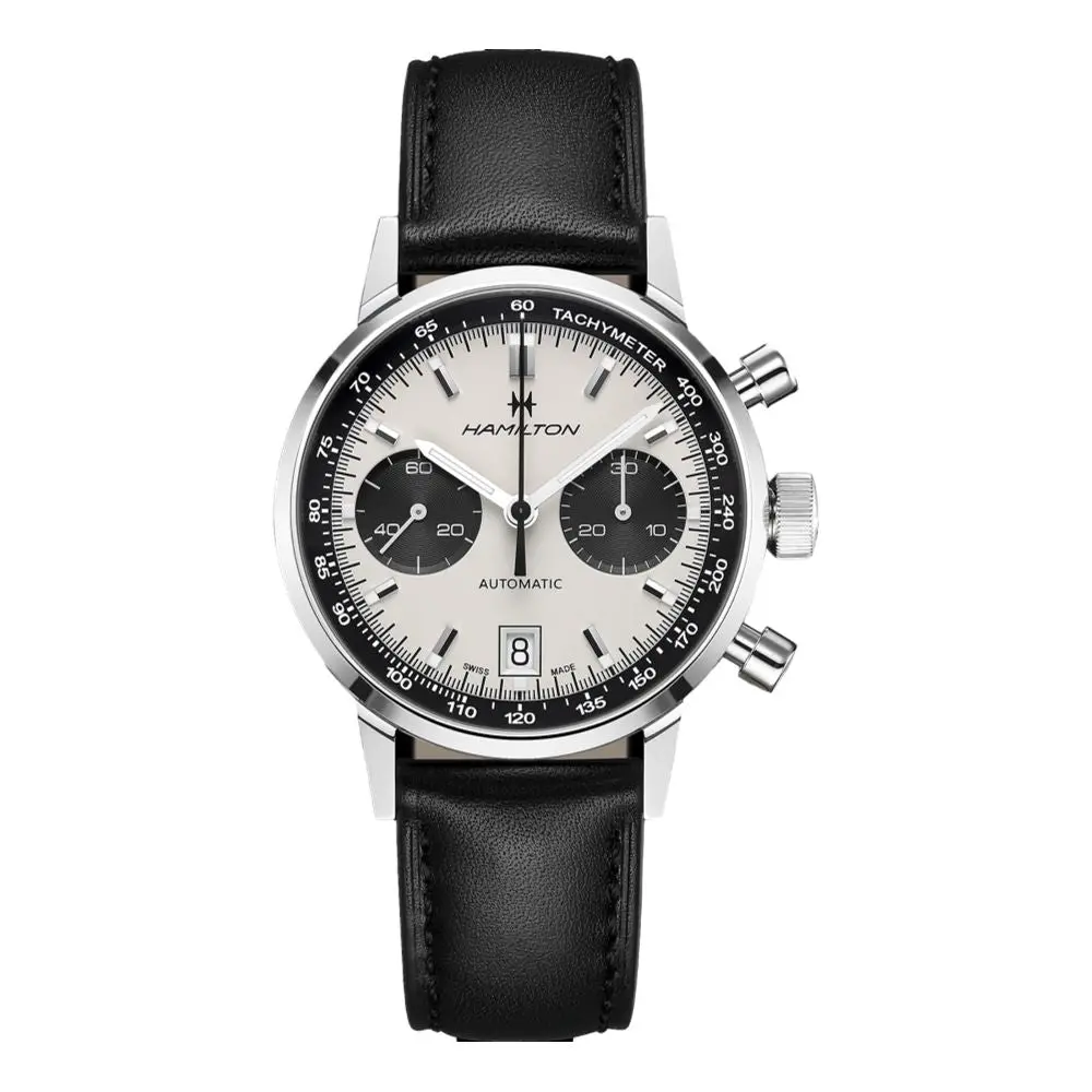 American Classic Intra-Matic Auto Chrono 40Mm - White On Leather Strap 1