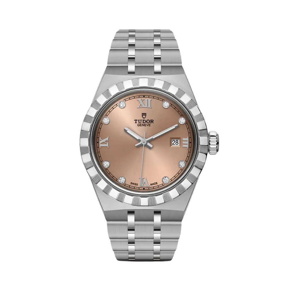 Tudor Royal 28Mm - Salmon, Diamond-Set On Bracelet 1