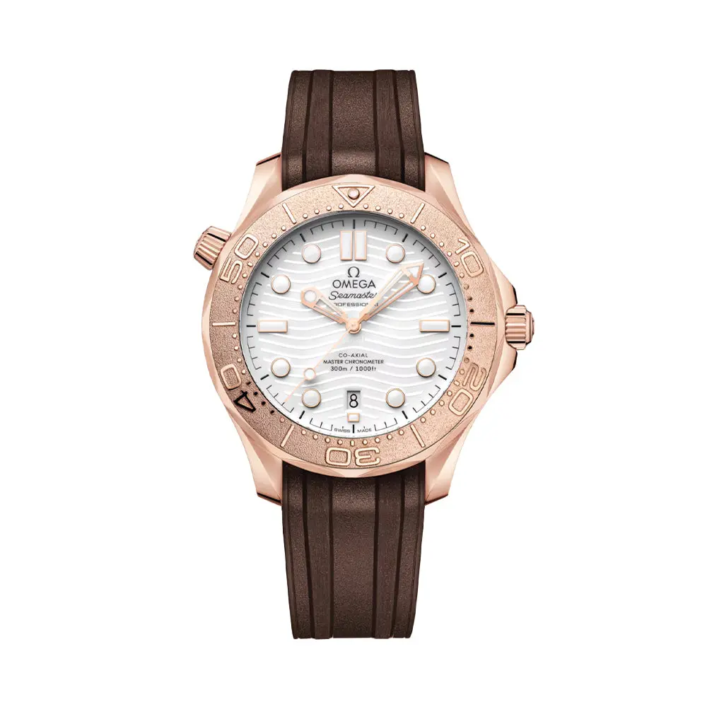 Seamaster Diver 300M Sedna™ Gold 42Mm - White On Rubber Strap 1