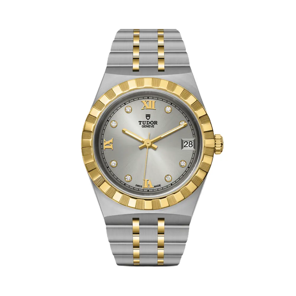 Tudor Royal Yellow Gold Two-Tone 34Mm - Silver, Diamond-Set On Bracelet 1