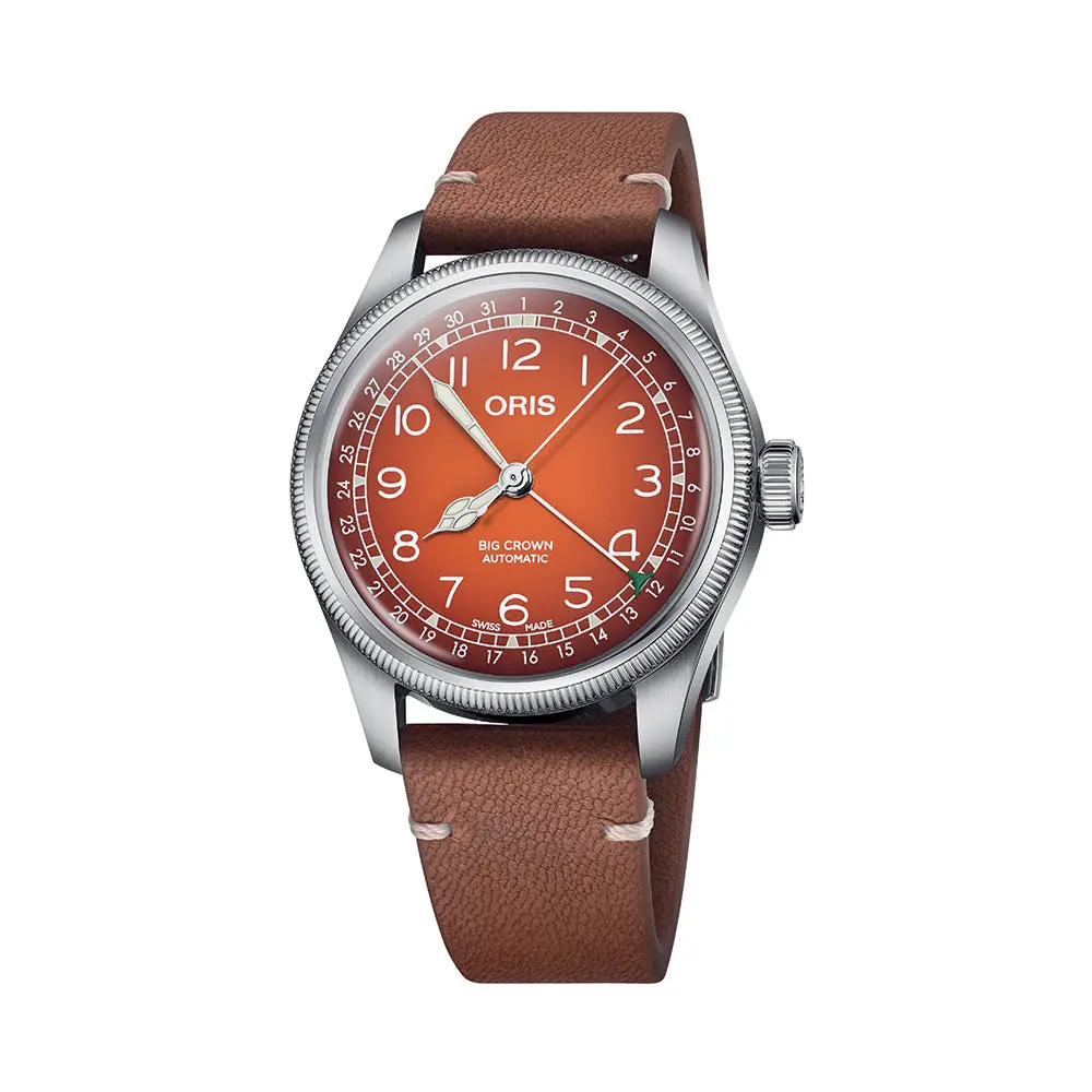 Big Crown Cervo Volante 40Mm - Orange On Leather Strap 1
