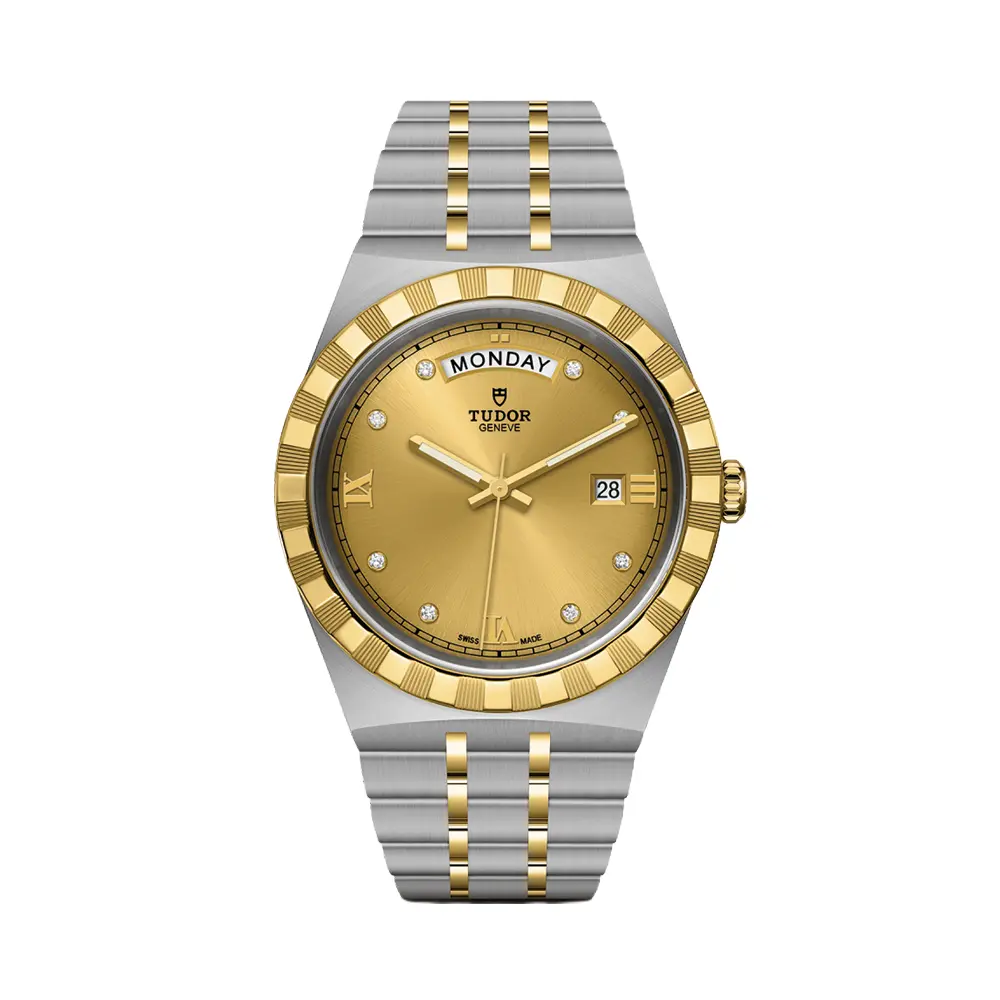Tudor Royal Yellow Gold Two-Tone Day/Date 41Mm - Champagne, Diamond-Set On Bracelet 1