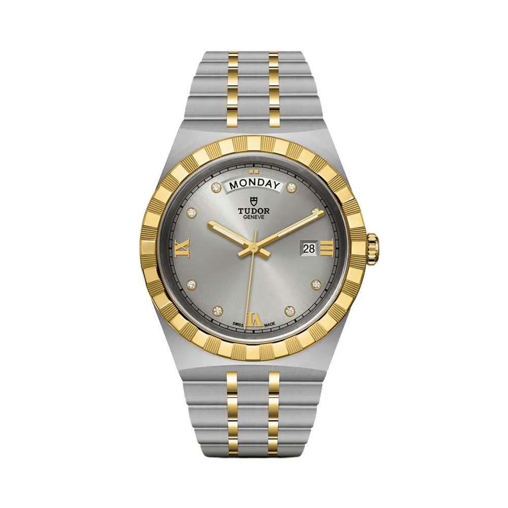 Tudor Royal Yellow Gold Two-Tone Day/Date 41Mm - Silver, Diamond-Set On Bracelet 1