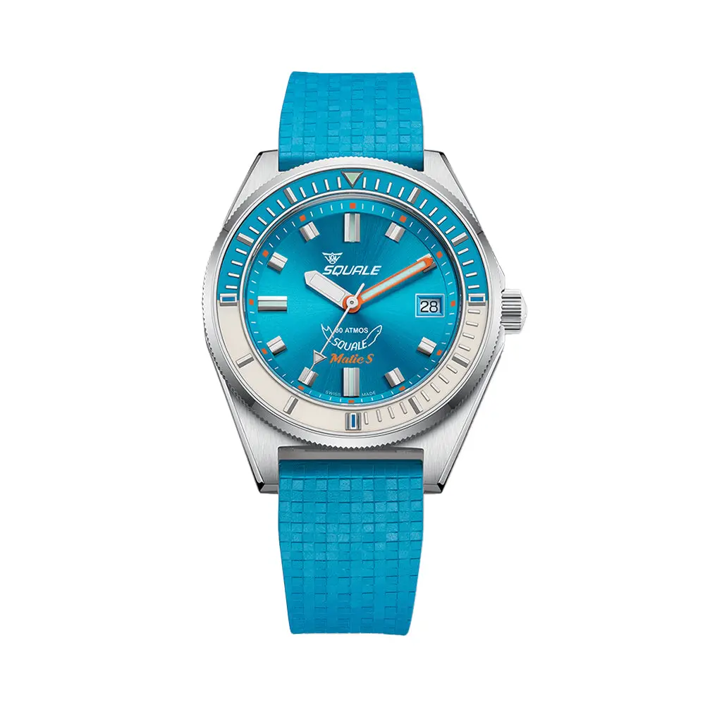 Matic S 37.8Mm - Light Blue On Mosaic Rubber Strap 1