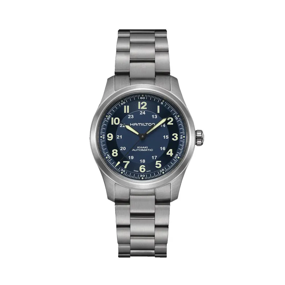 Khaki Field Titanium Auto 38Mm - Blue On Bracelet 1
