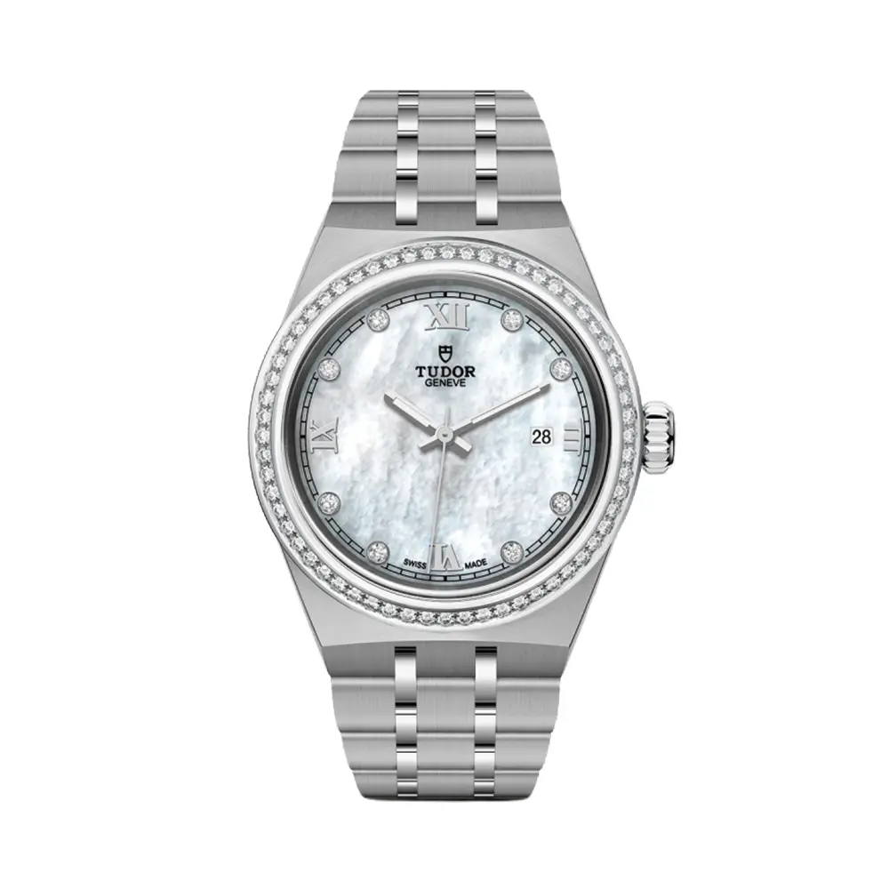 Tudor Royal 28Mm - White, Mother-Of-Pearl, Diamond-Set And Diamond Bezel On Bracelet 1