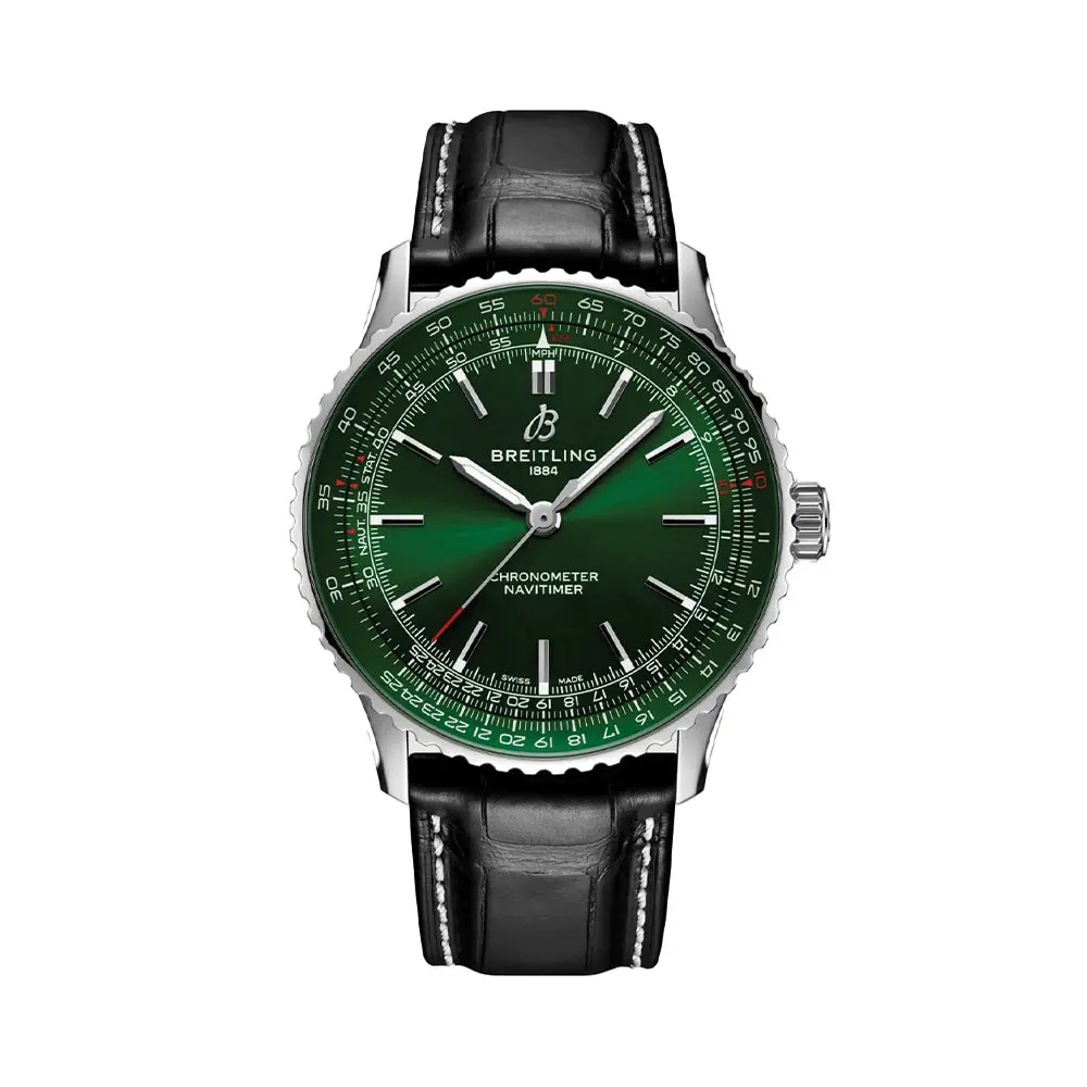 Navitimer Automatic 41Mm - Green On Leather Strap 1
