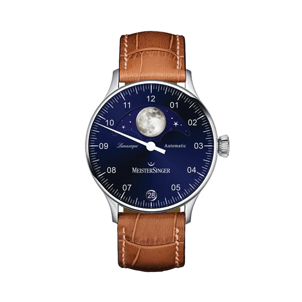Lunascope 40Mm - Sunburst Blue On Leather Strap 1