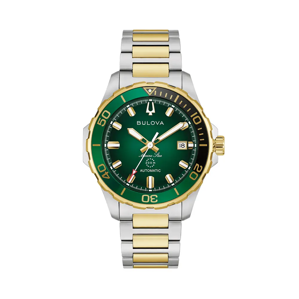 Marine Star Series B Two-Tone Gold-Tone 41Mm - Green On Bracelet 1