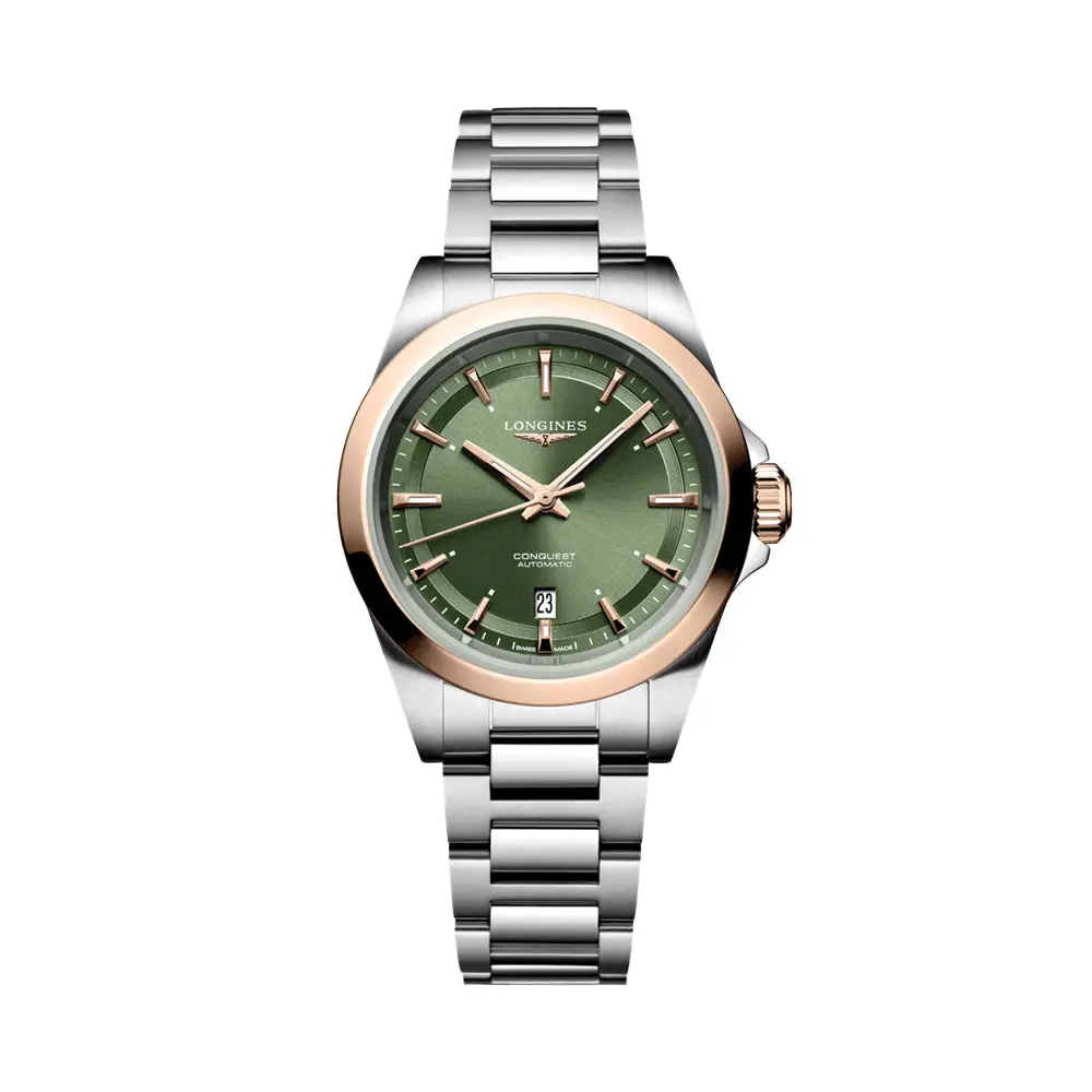 Conquest 30Mm - Green W/ Pink Gold Bezel On Bracelet 1