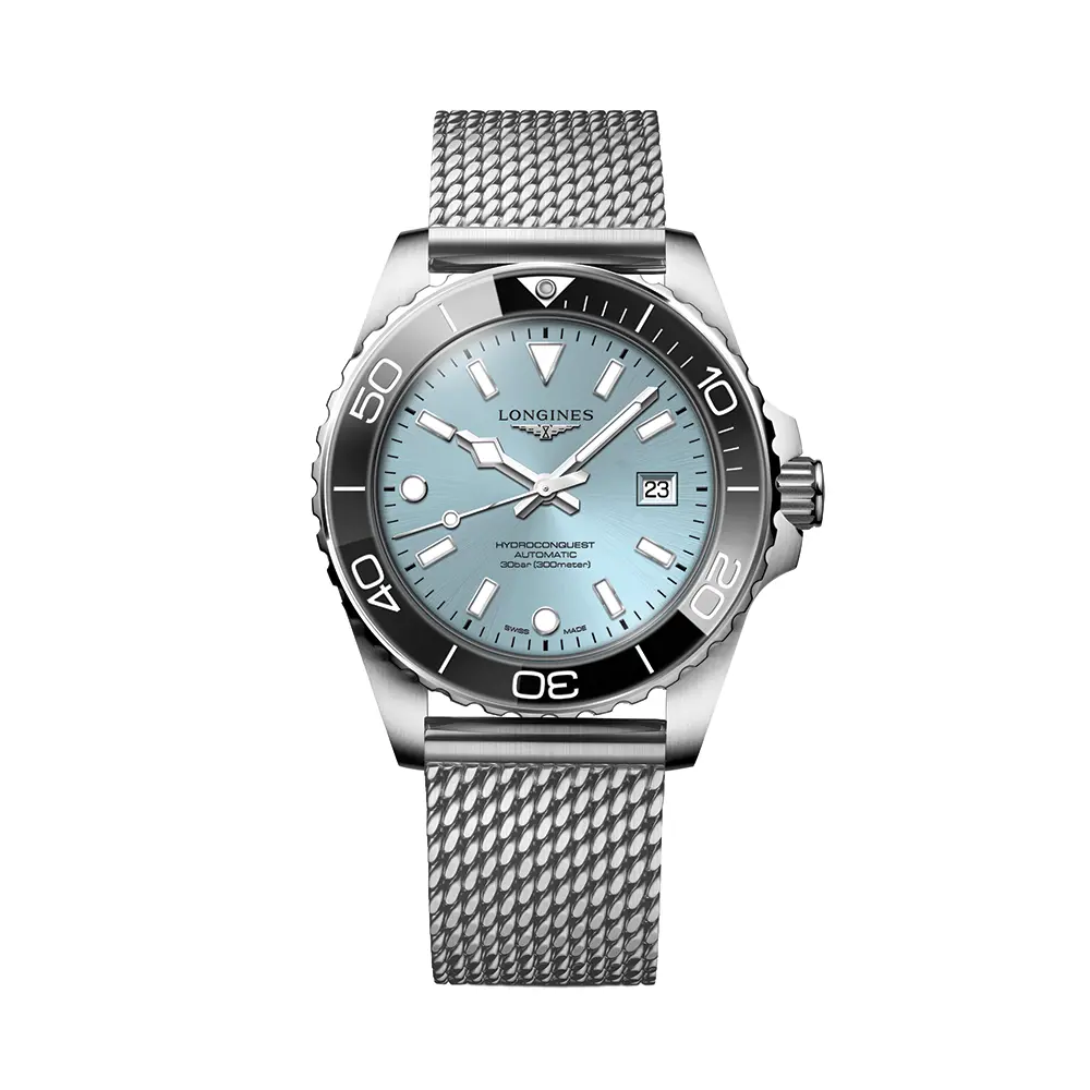 Hydroconquest 42Mm - Blue, Black Bezel On Mesh Bracelet 1