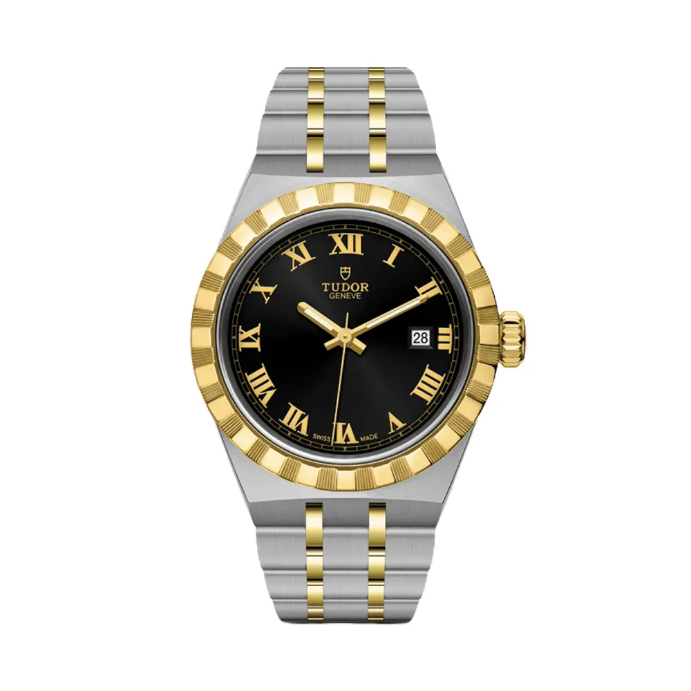 Tudor Royal Yellow Gold Two-Tone 28Mm - Black On Bracelet 1