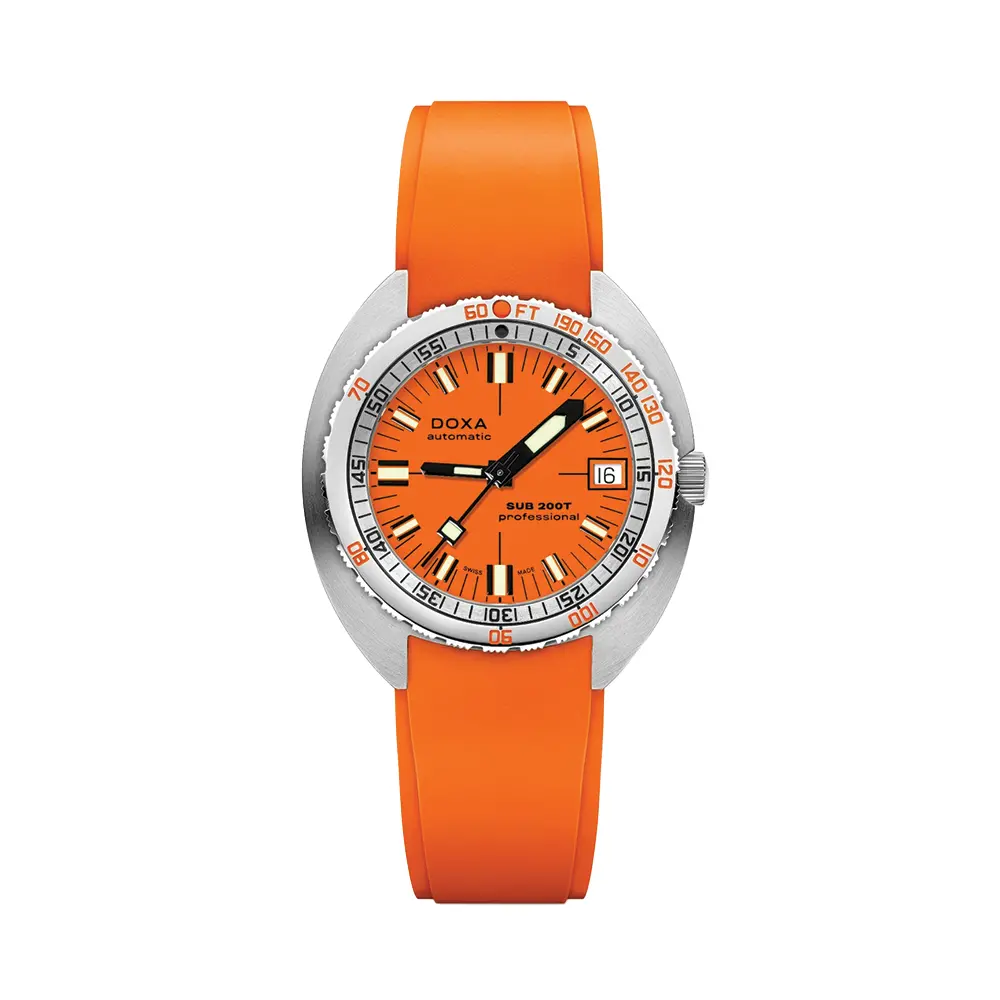 Sub 200T Professional 39Mm - Orange On Rubber Strap 1