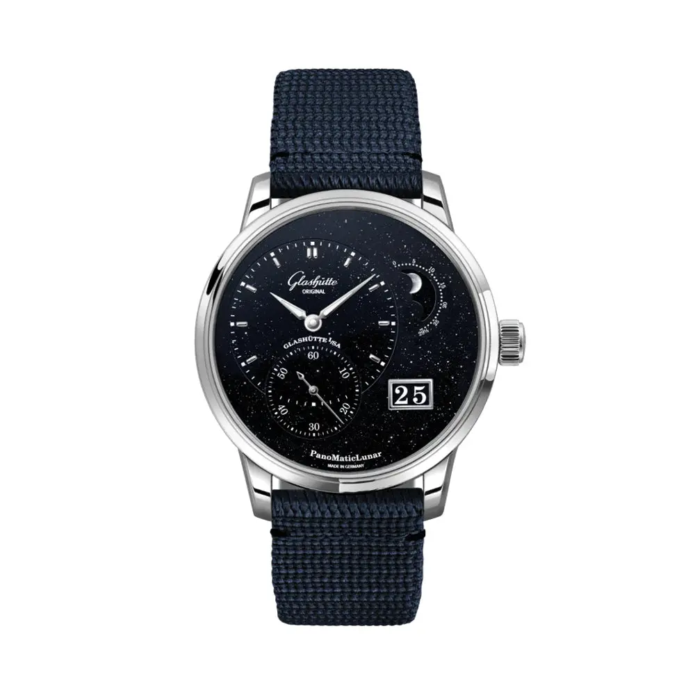 Panomaticlunar Platinum Automatic Limited Edition 40Mm - Blue On Synthetic Fabric Strap 1