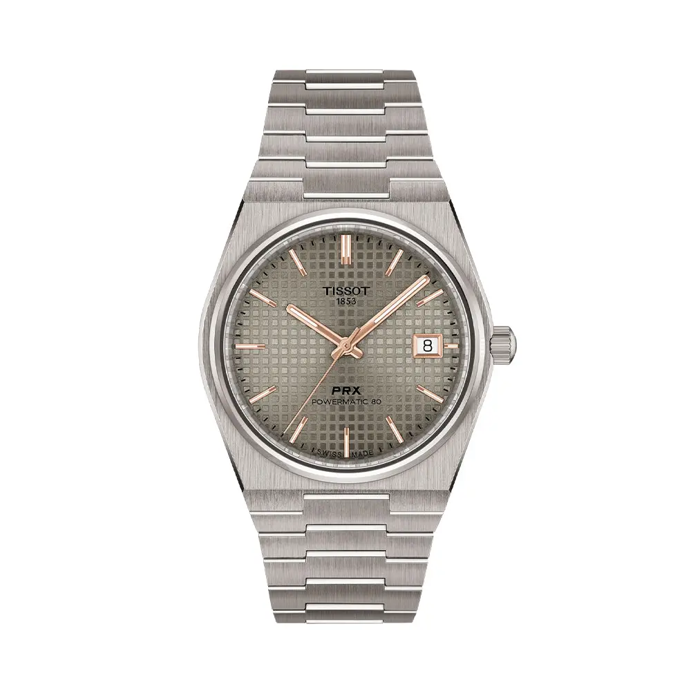 Prx Powermatic 80 Titanium 38Mm - Anthracite W/ Rose Gold Colored Accents On Bracelet 1