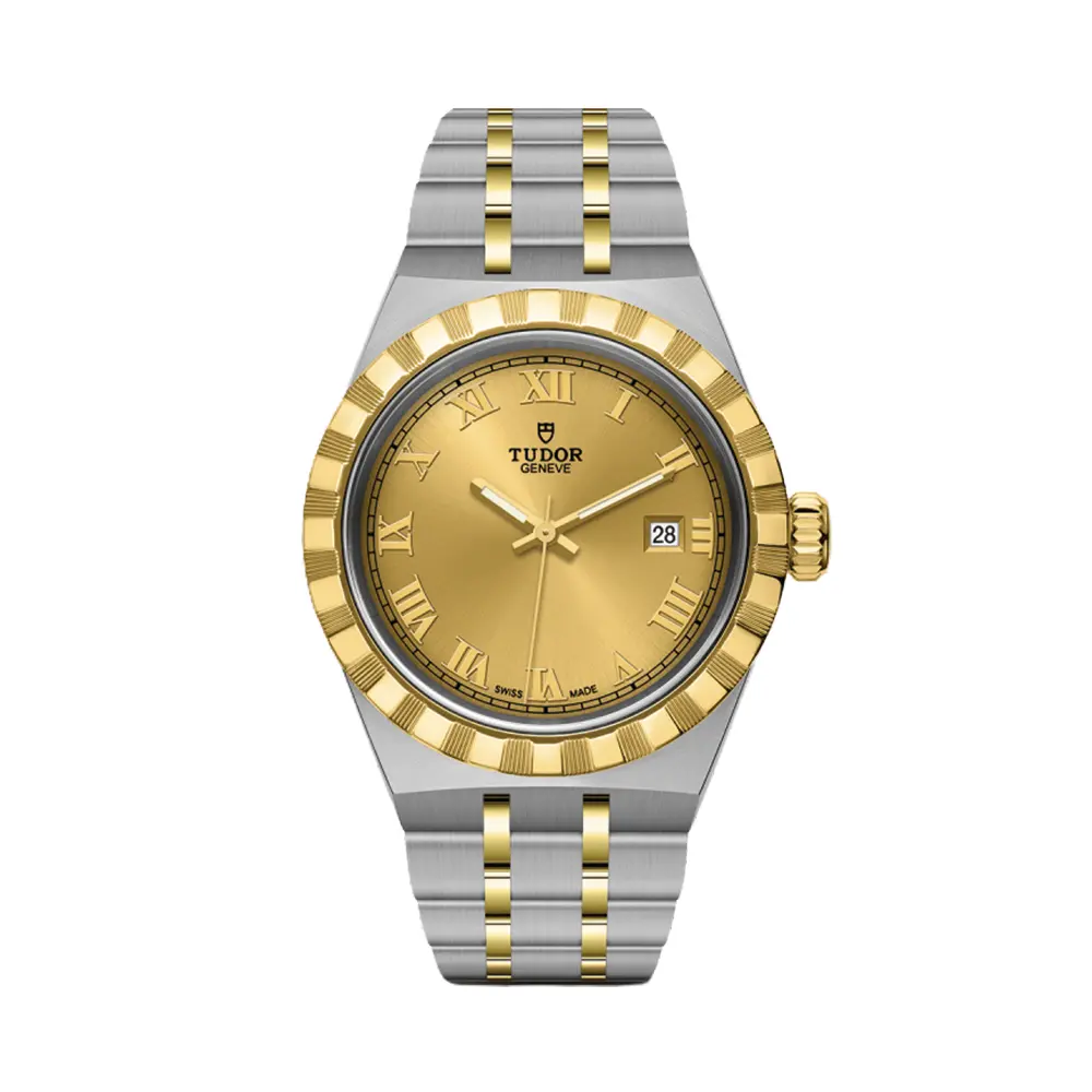 Tudor Royal Yellow Gold Two-Tone 28Mm - Champagne On Bracelet 1