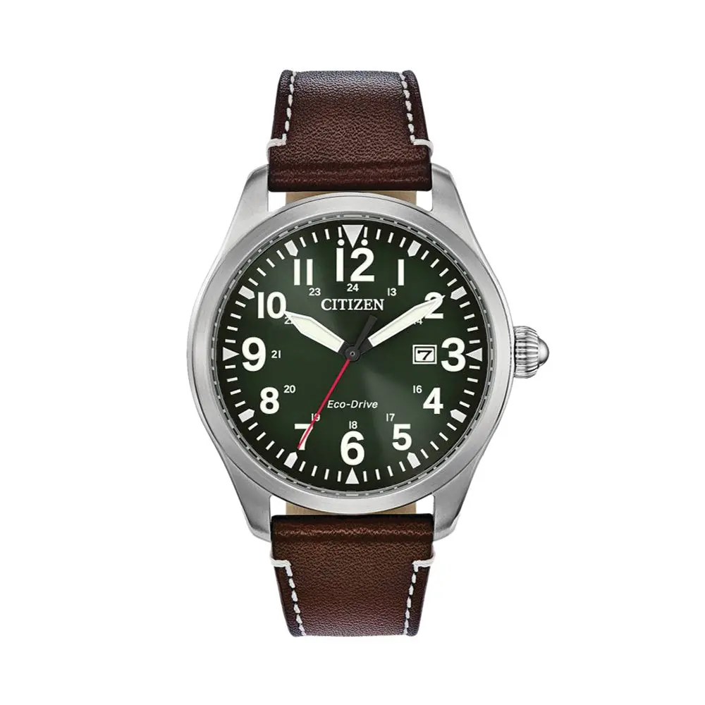Garrison Eco-Drive 42Mm - Green On Leather Strap 1