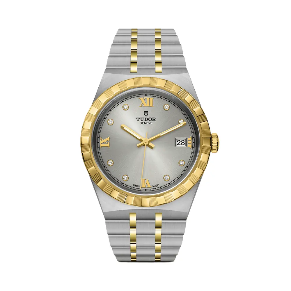 Tudor Royal Yellow Gold Two-Tone 38Mm - Silver, Diamond-Set On Bracelet 1