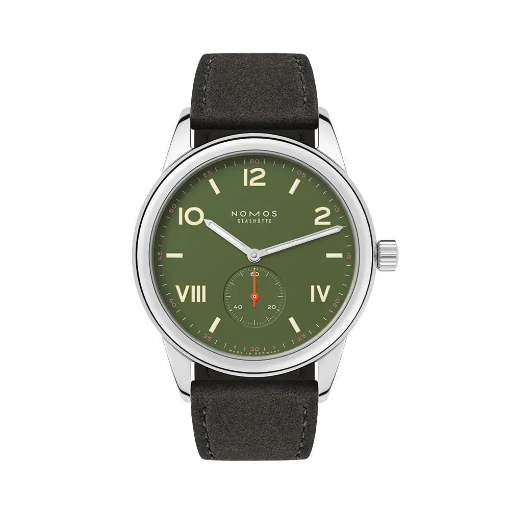 Club Campus Steel Back 38.5Mm - Olive On Leather Strap 1