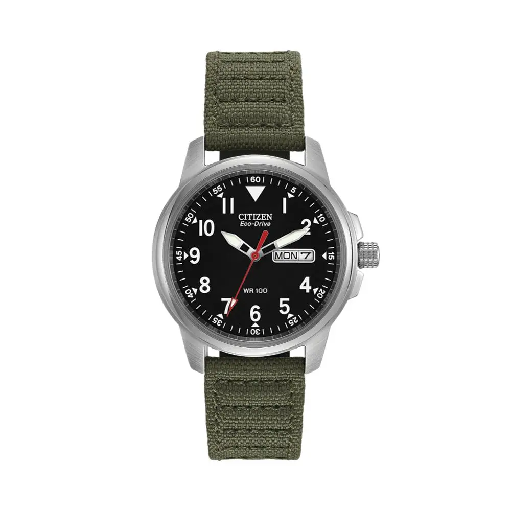 Garrison Eco-Drive 37Mm - Black On Green Nylon Strap 1