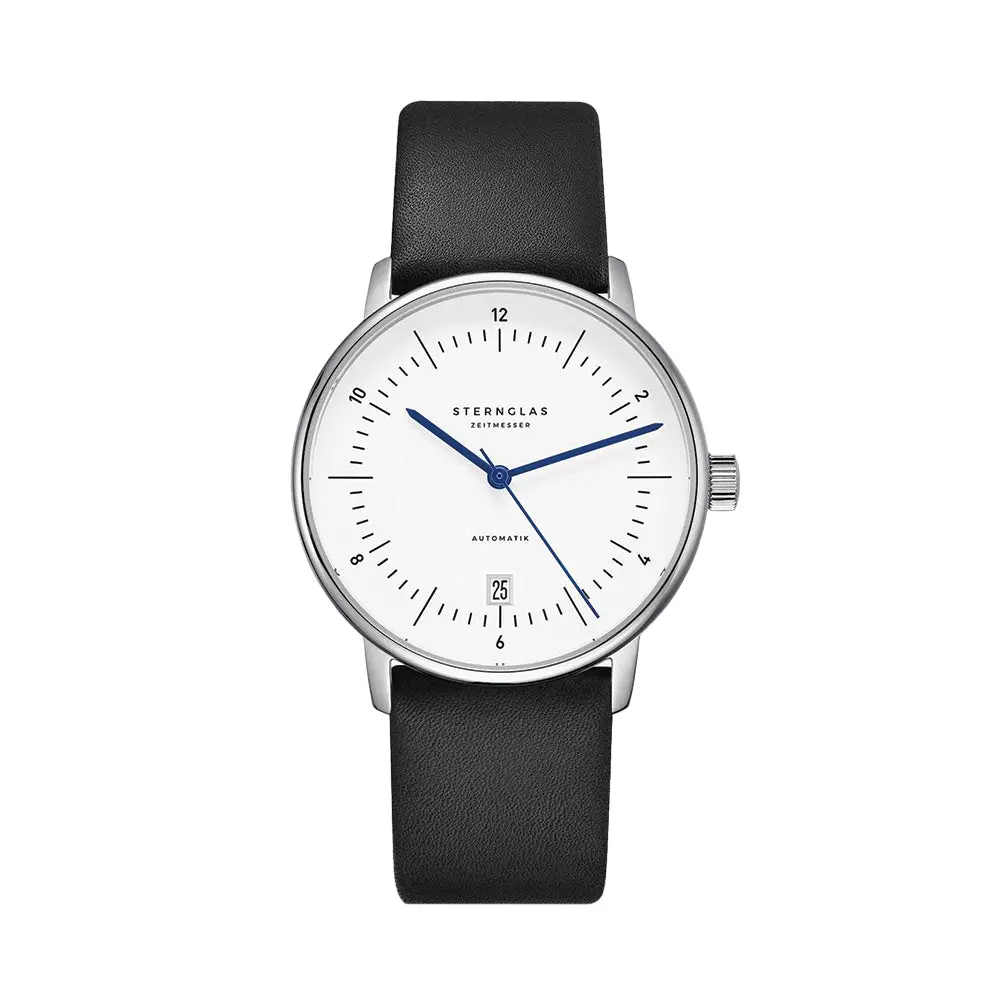 Naos Automatic 38Mm - White On Black Leather Strap 1
