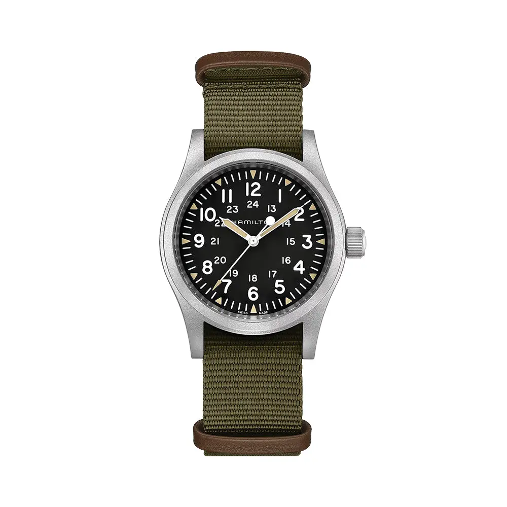 Khaki Field Mechanical 38Mm - Black On Textile Strap 1