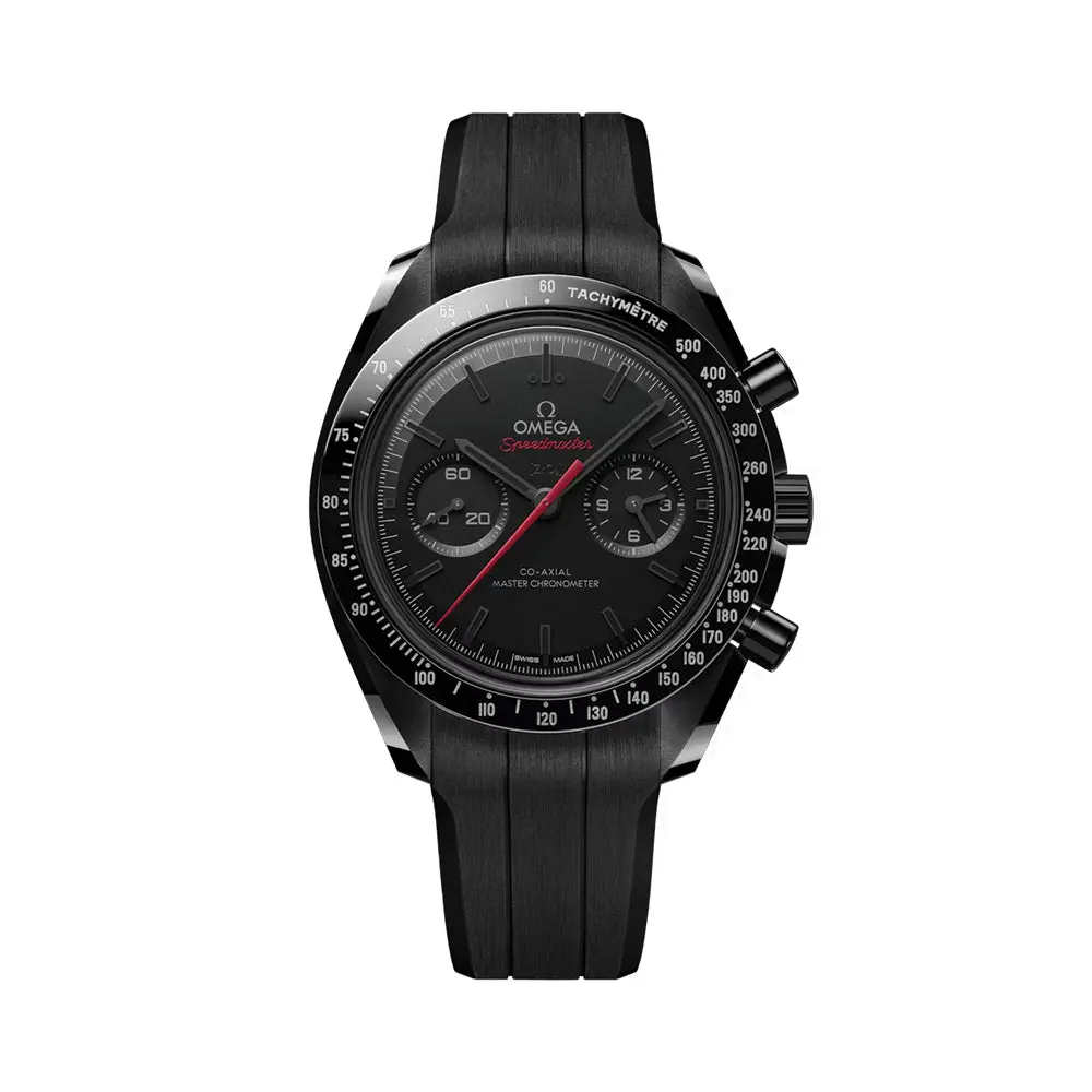 Speedmaster Dark Side Of The Moon Black Ceramic 44.25Mm - Full Black W/ Red Seconds Hand On Rubber Strap 1
