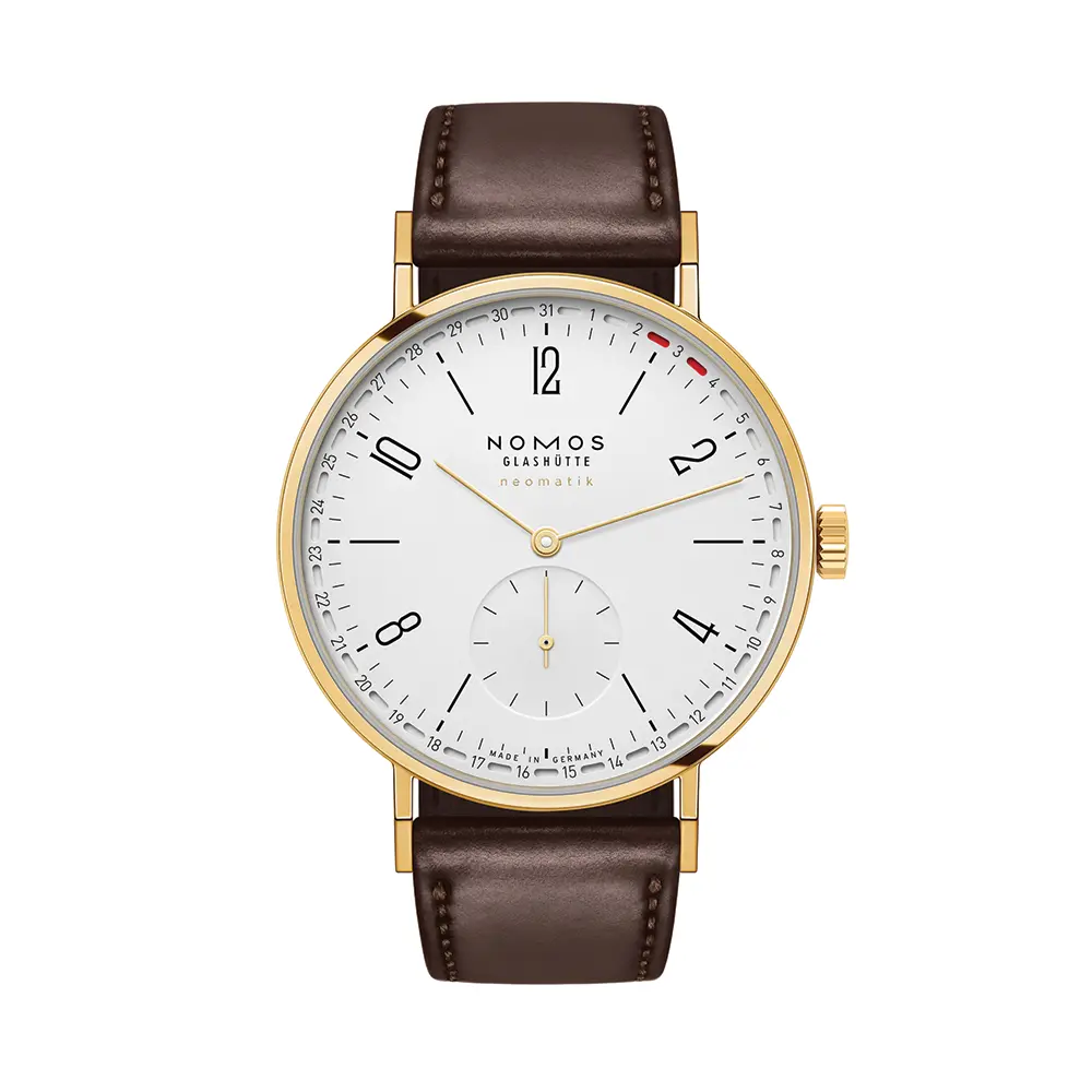 Tangente Neomatik Update Gold "Doré" 38.5Mm - White On Leather Strap 1