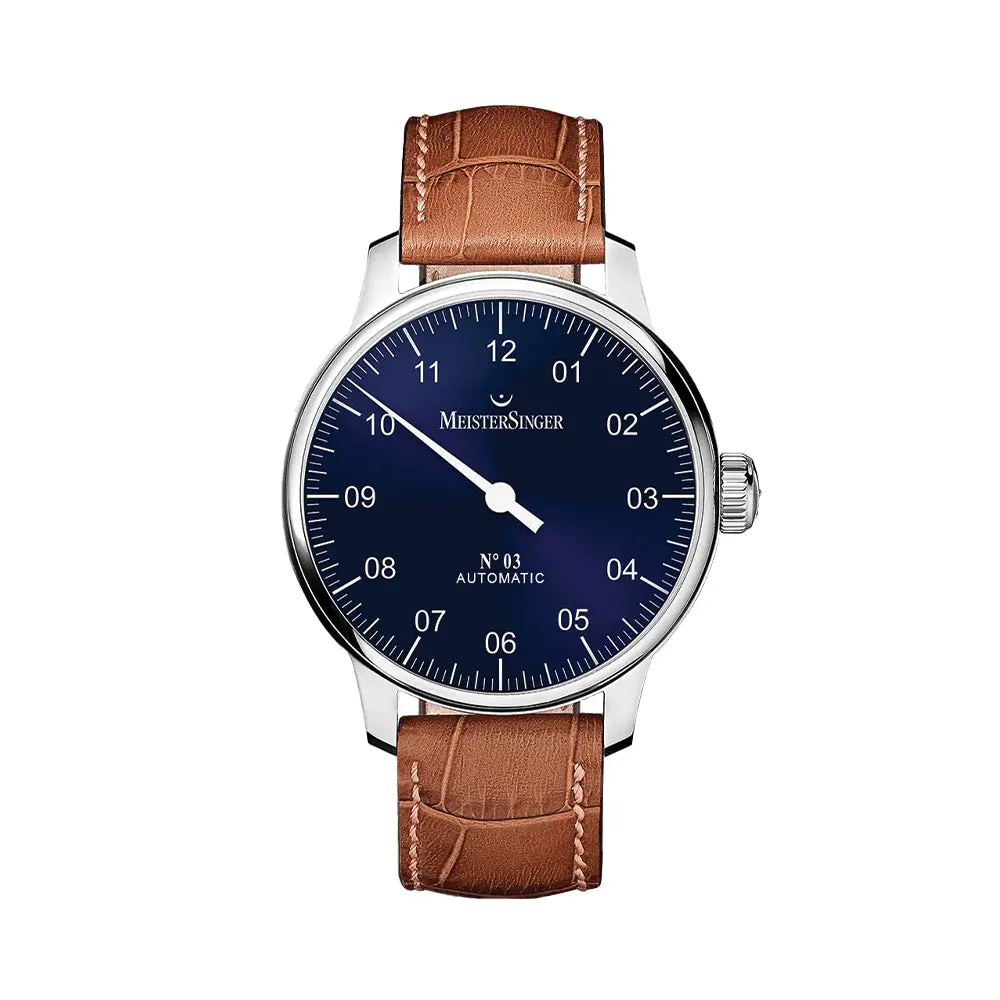 №03 43Mm - Blue On Leather Strap 1