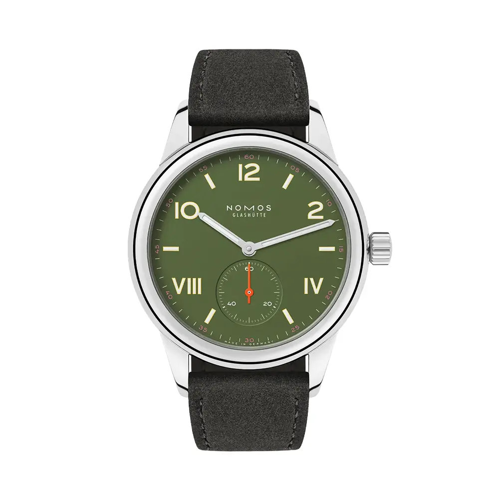 Club Campus Steel Back 36Mm - Olive On Leather Strap 1