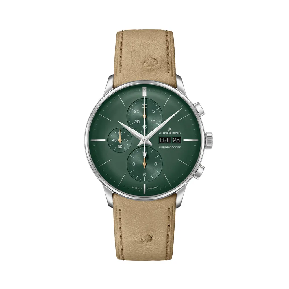 Meister Chronoscope Day Date English 40Mm - Green On Leather Strap 1