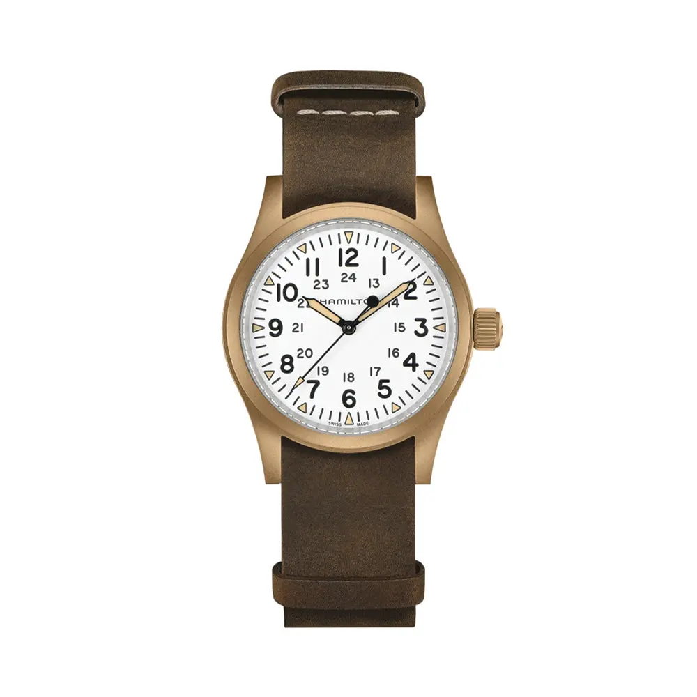 Khaki Field Mechanical 38Mm - Bronze On Leather Strap 1