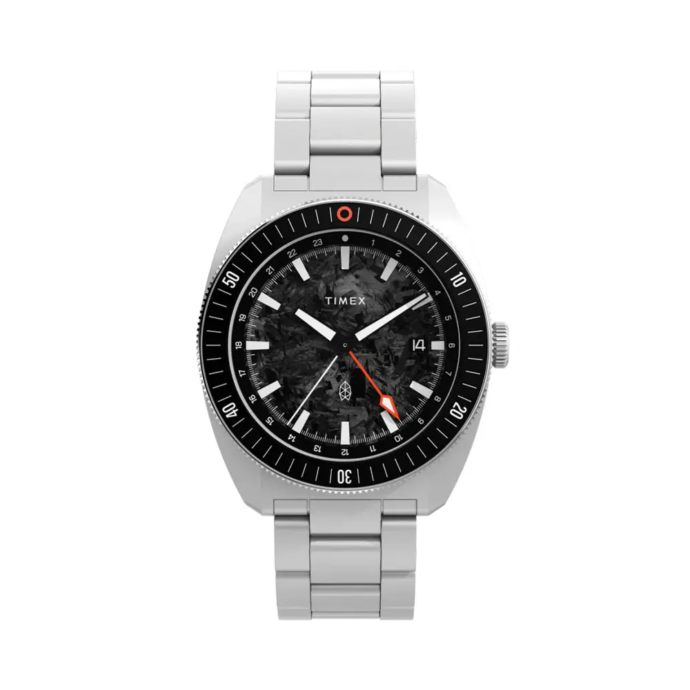 The James Brand X Timex Automatic Gmt 41Mm - Black On Bracelet W/ Extra Fabric Strap 1