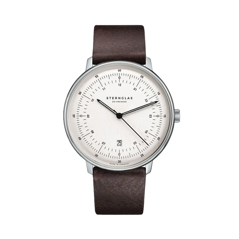 Hamburg Quartz 42Mm - White On Leather Strap 1