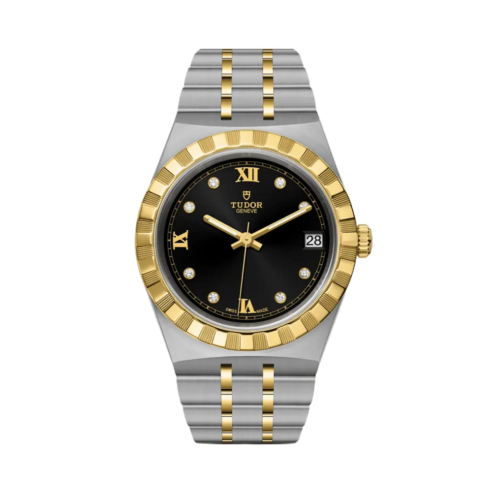 Tudor Royal Yellow Gold Two-Tone 34Mm - Black, Diamond-Set On Bracelet 1