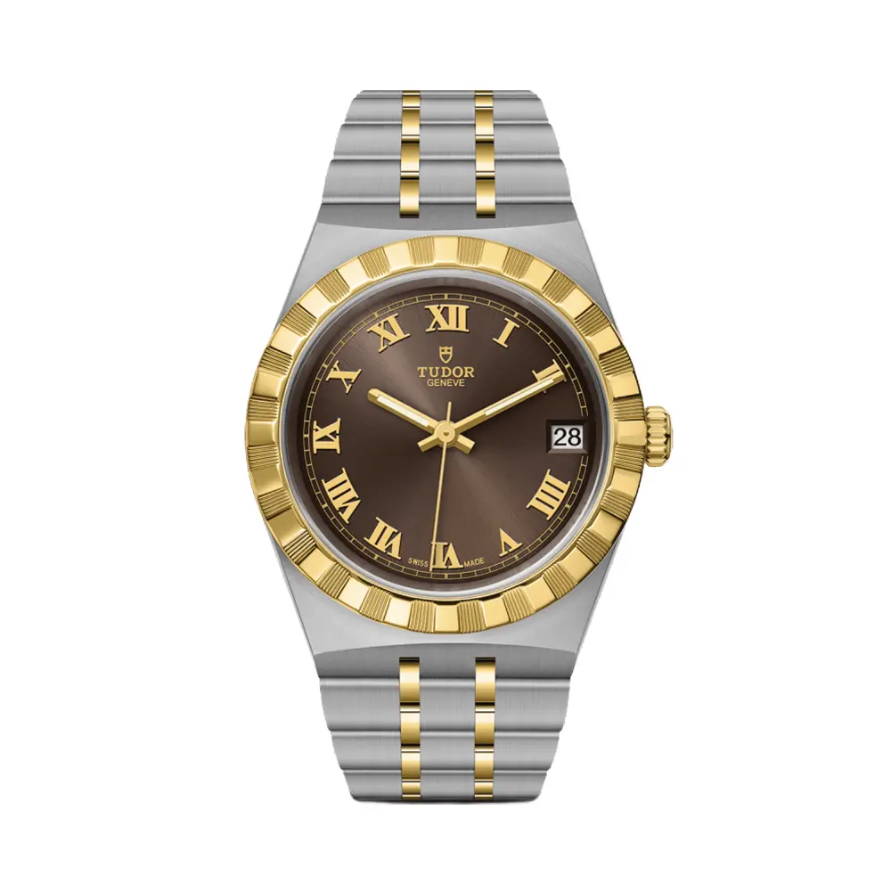 Tudor Royal Yellow Gold Two-Tone 34Mm - Chocolate Brown On Bracelet 1