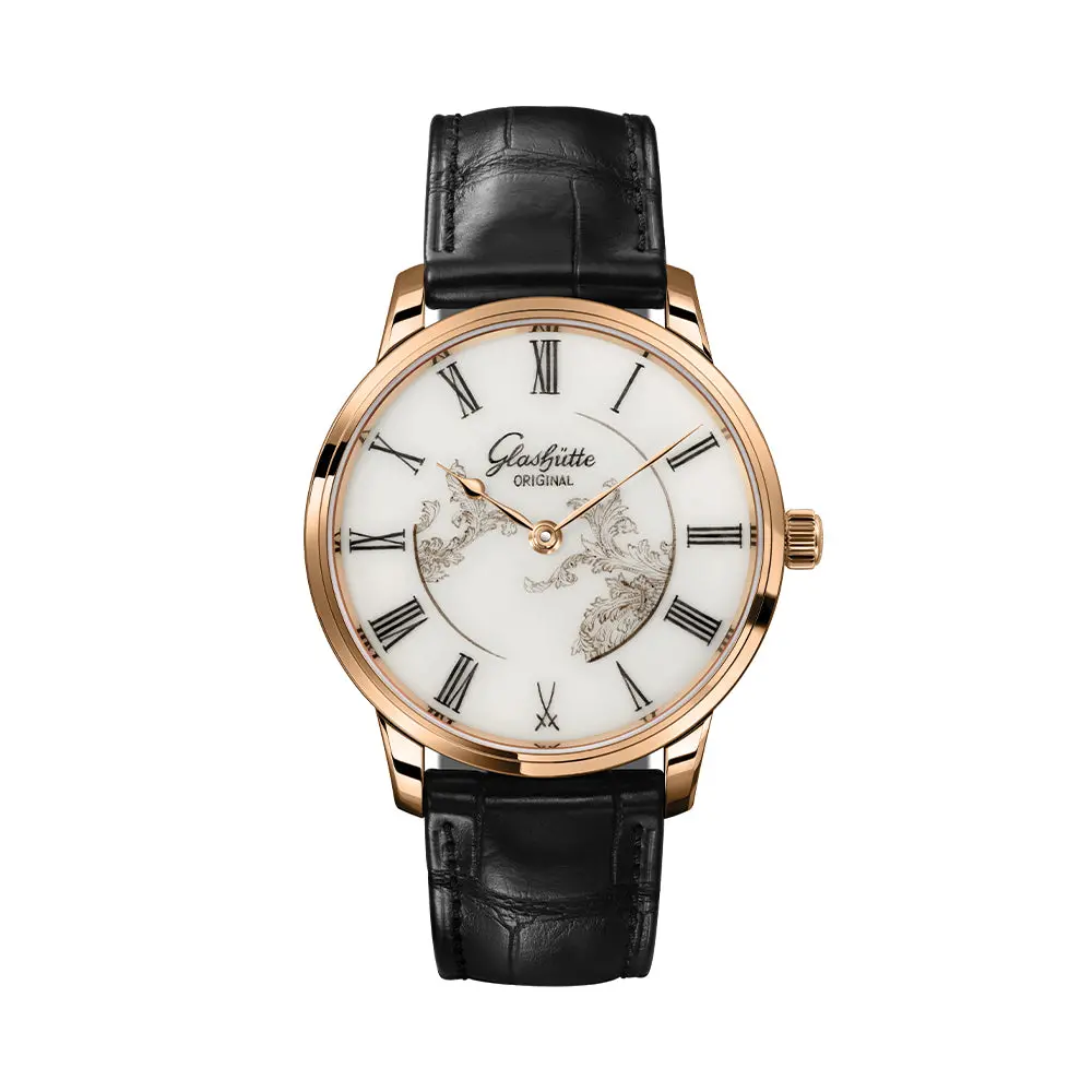 Senator Meissen Limited Edition Red Gold 40Mm - White On Leather Strap 1