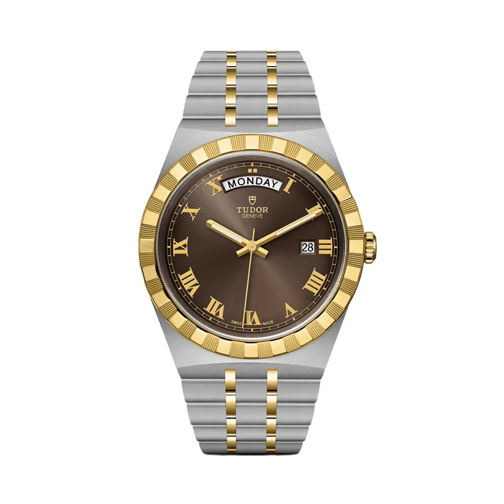 Tudor Royal Yellow Gold Two-Tone Day/Date 41Mm - Chocolate Brown On Bracelet 1